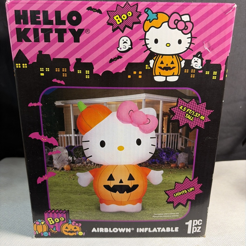 Gemmy Halloween Airblown Yard Inflatables Hello Kitty in Pumpkin Costume - New